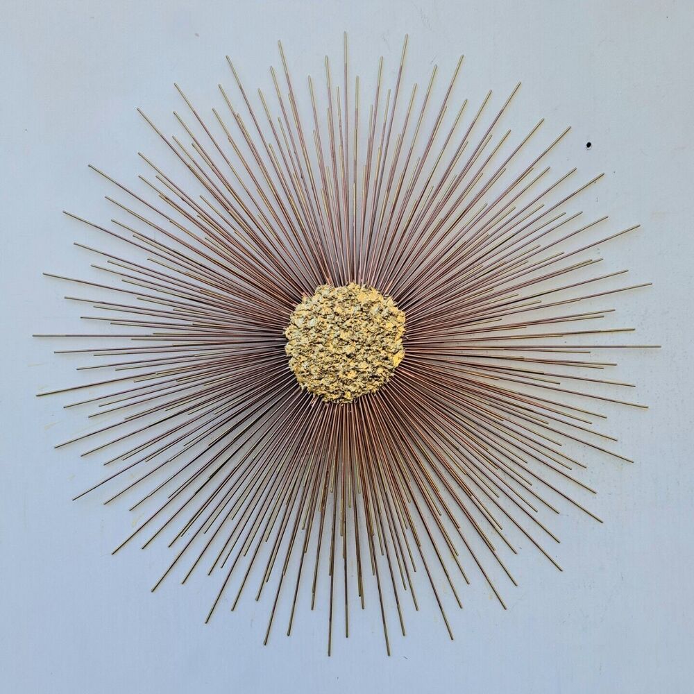 Sunburst Wall Sculpture Bright Copper And Brass Gold Center And Tips